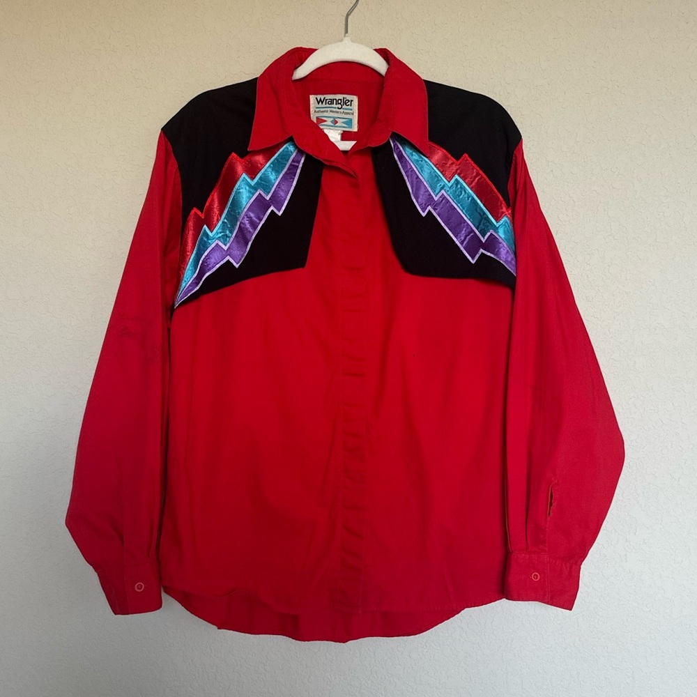 Rare Vintage Wrangler Red Bowie Style Authentic Western Apparel XL